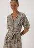 Brown Animal Print Linen Playsuit - 8 Image 3