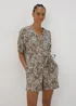 Brown Animal Print Linen Playsuit - 8 Image 1
