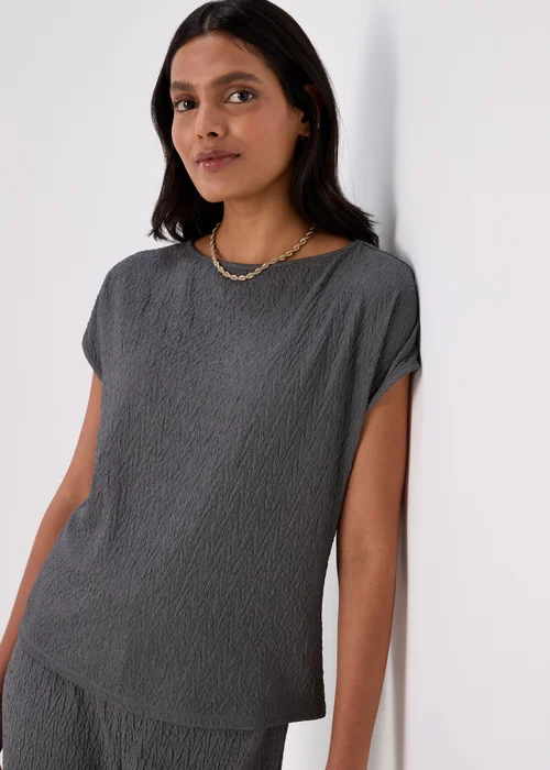 Papaya Petite Charcoal Textured Co Ord Top - 6 Image 3