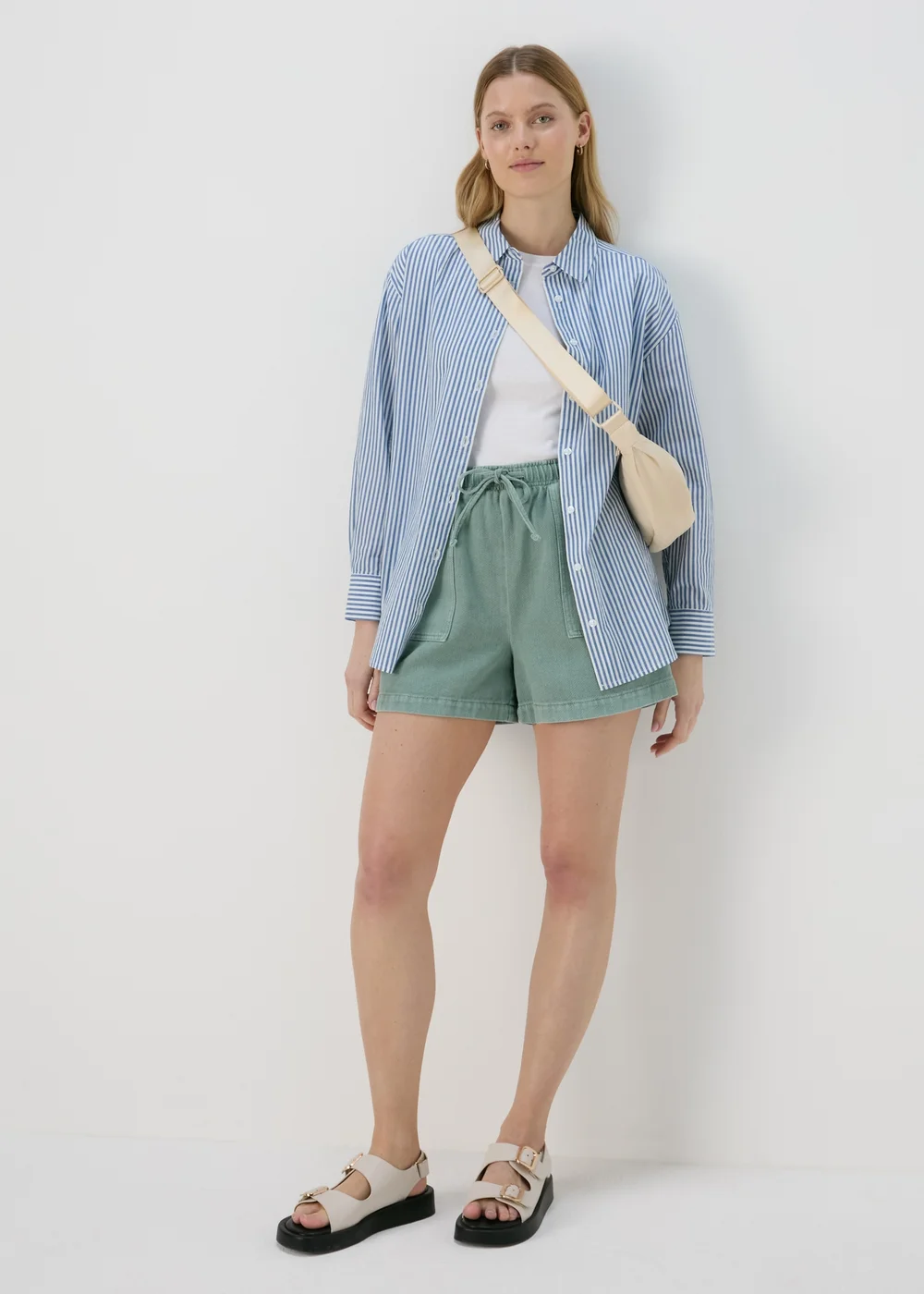 Khaki Utility Tie Waisted Shorts - 8 Image 4