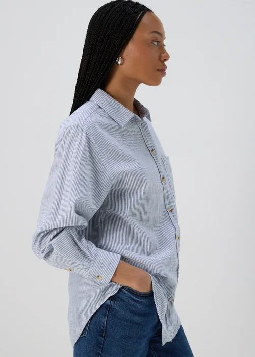 Blue Stripe Linen Shirt - 8 Image 3