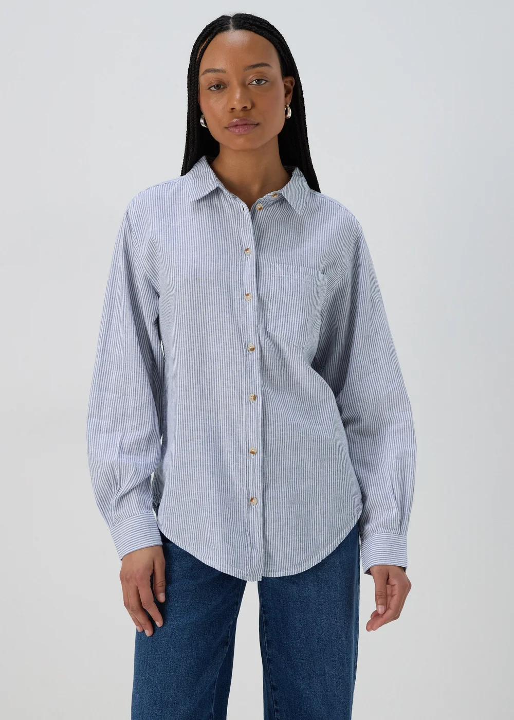 Blue Stripe Linen Shirt - 8 Image 1