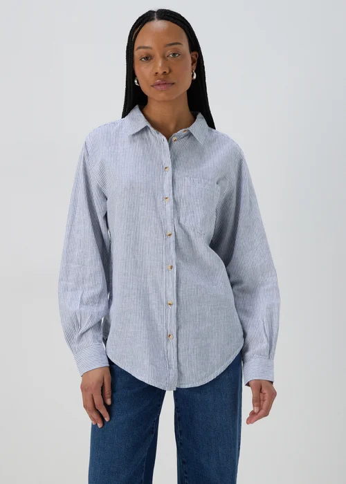 Blue Stripe Linen Shirt - 8 Image 1