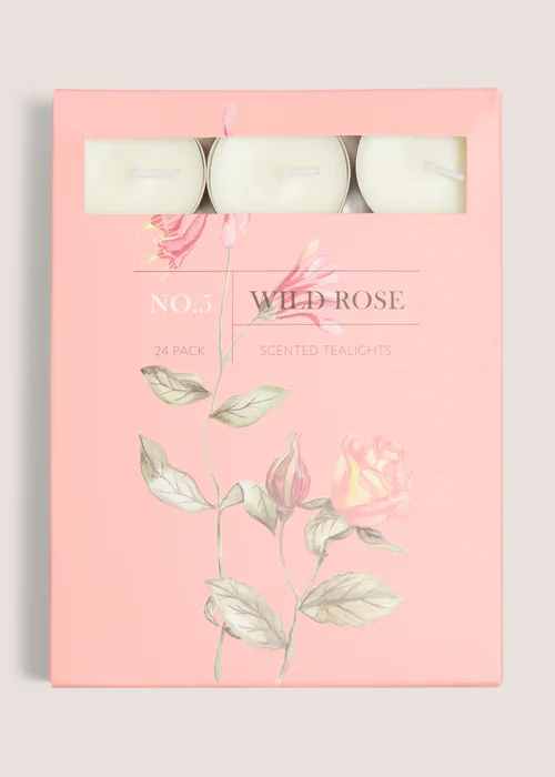 24 Pack Rose Cottage Tealight Candles Image 1