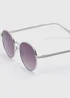 Silver Classic Round Lens Metal Nose Sunglasses - One Size Image 2