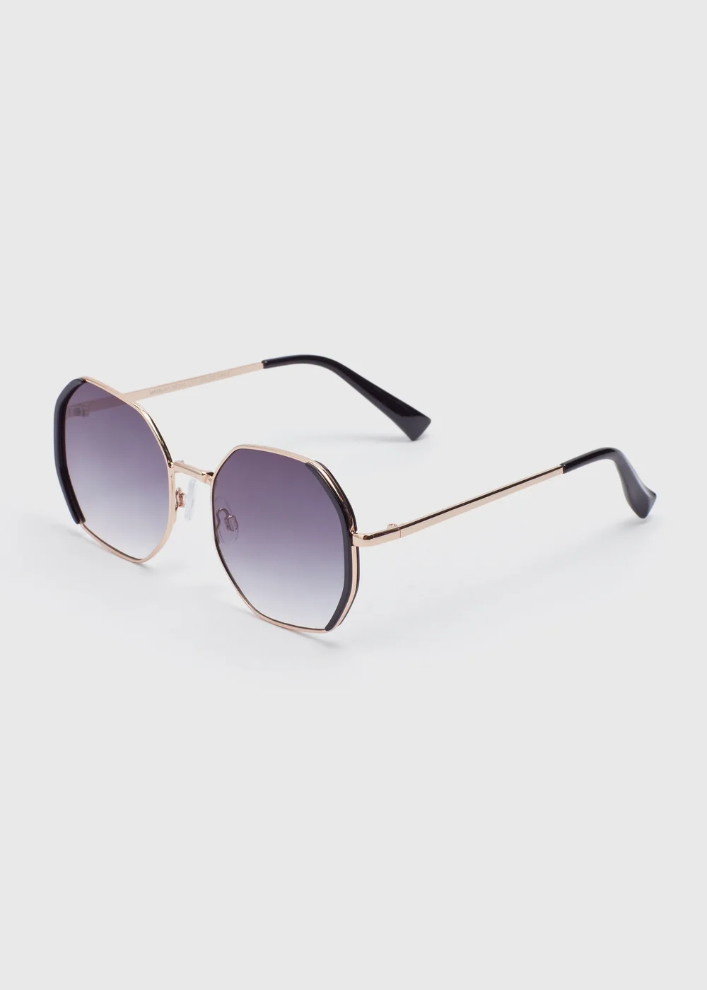 Hexagon Black Trim Sunglasses - One Size Image 1