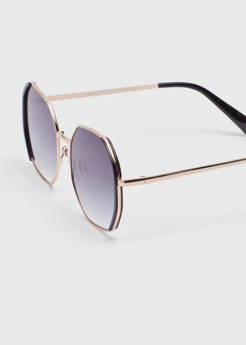 Hexagon Black Trim Sunglasses - One Size Image 2