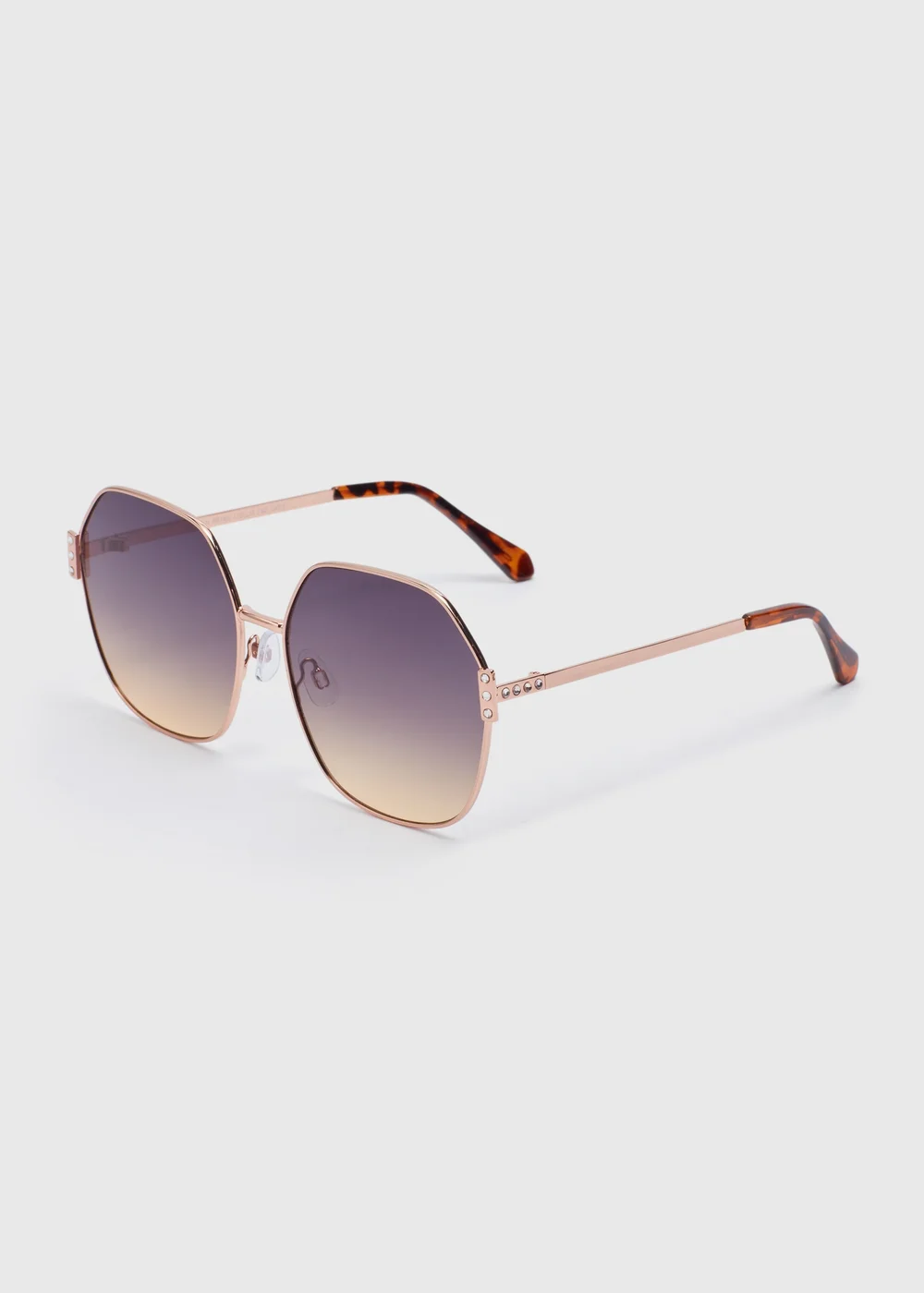 Hexagon Diamante Metallic Sunglasses - One Size Image 1