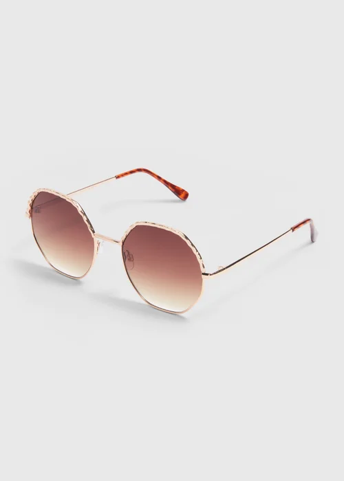 Hexagon Tortoise Gold Sunglasses - One Size Image 1
