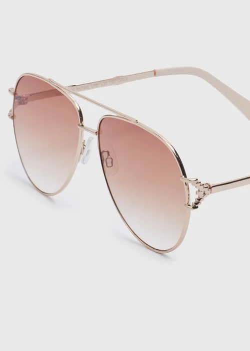 Aviator Brown Sunglasses - One Size Image 2