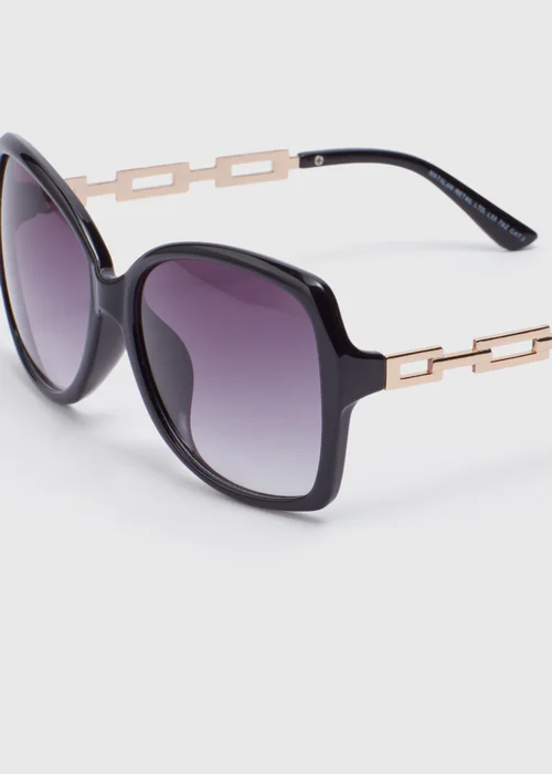 Black Plastic Sunglasses - One Size Image 2