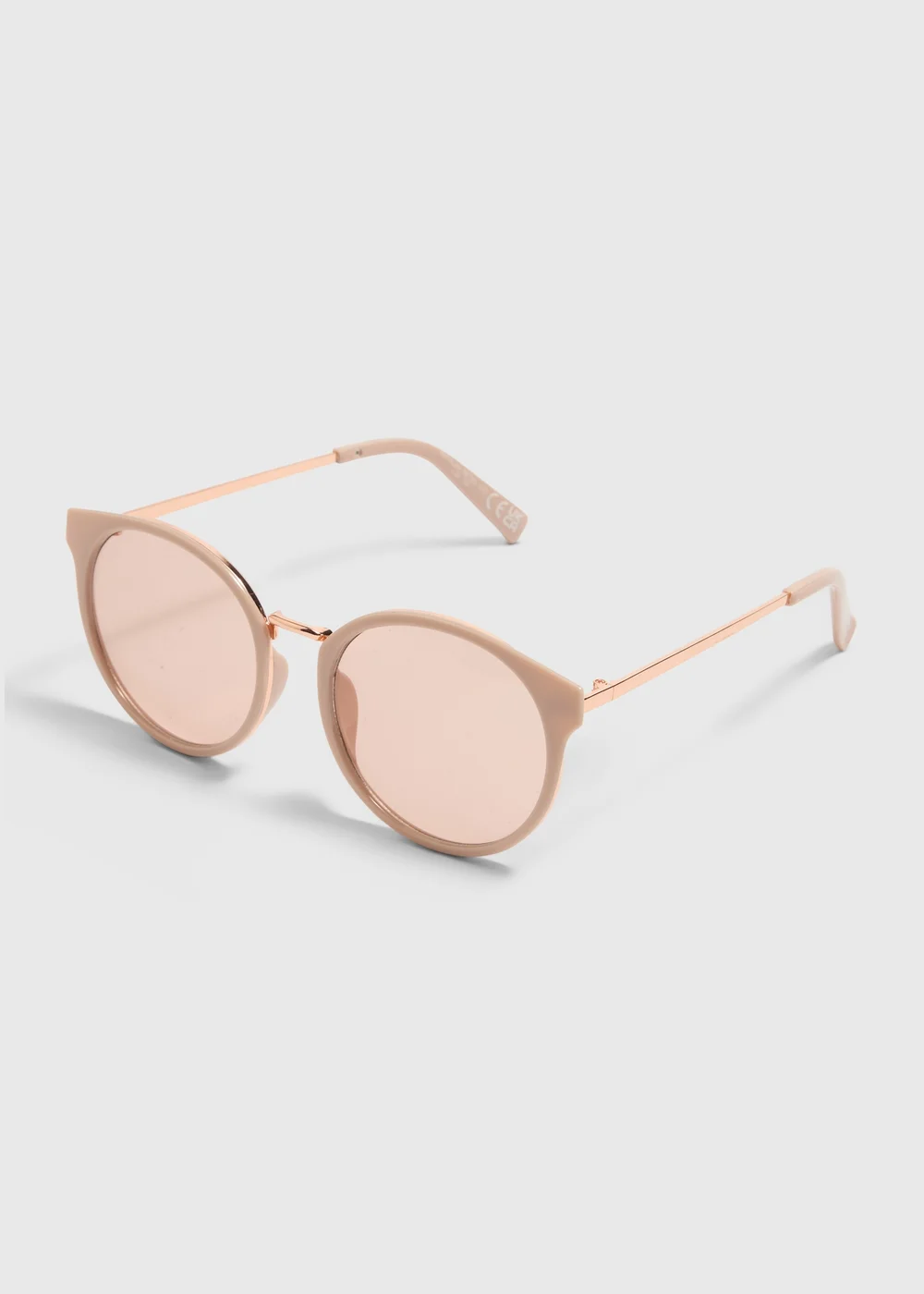 Nude Classic Round Lens Metal Nose Sunglasses - One Size Image 1