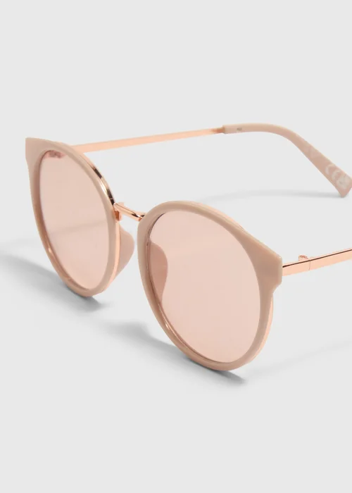 Nude Classic Round Lens Metal Nose Sunglasses - One Size Image 2