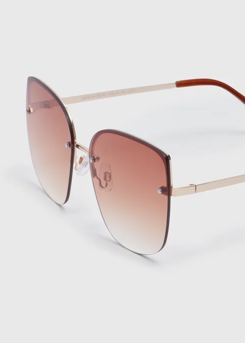 Oversized Vintage Brown Sunglasses - One Size Image 2