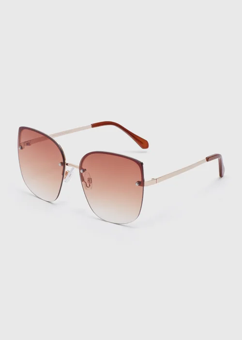Oversized Vintage Brown Sunglasses - One Size Image 1