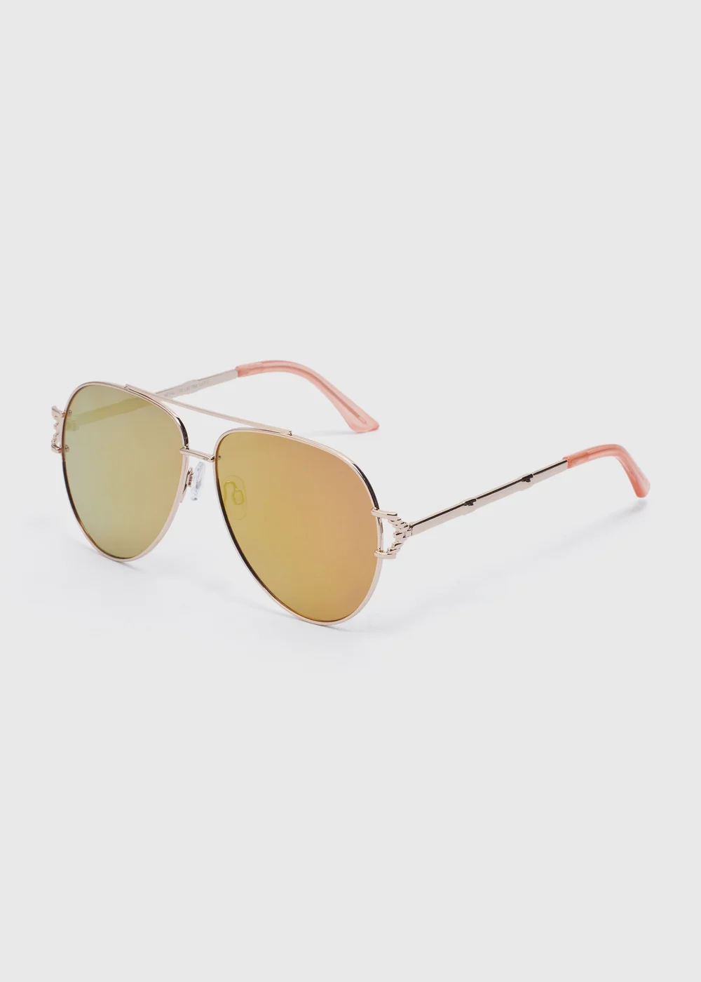 Gold Metallic Mirrored Aviator Sunglasses - One Size Image 1