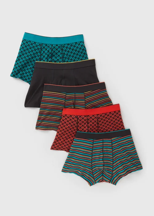 5 Pack Multi-Coloured Hipster Trunks - S Image 1