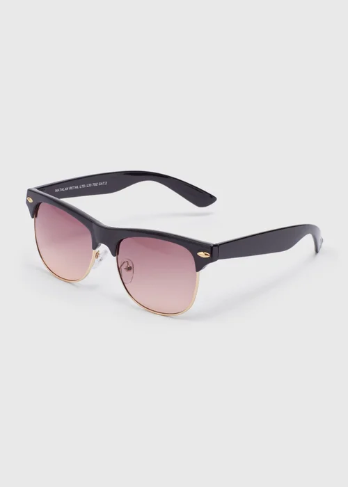 Black Round Sunglasses - One Size Image 1