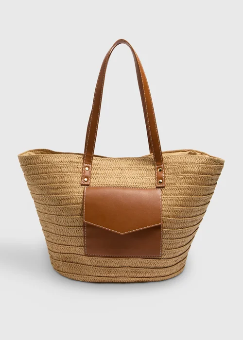Natural Raffia Tote Bag - One Size Image 1