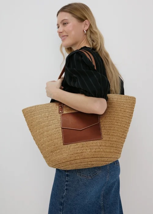 Natural Raffia Tote Bag - One Size Image 3