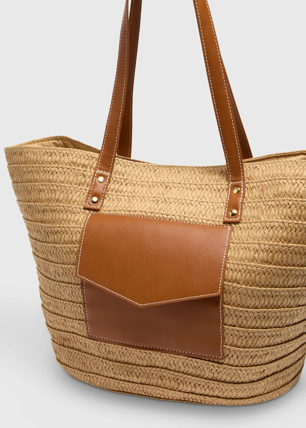 Natural Raffia Tote Bag - One Size Image 2