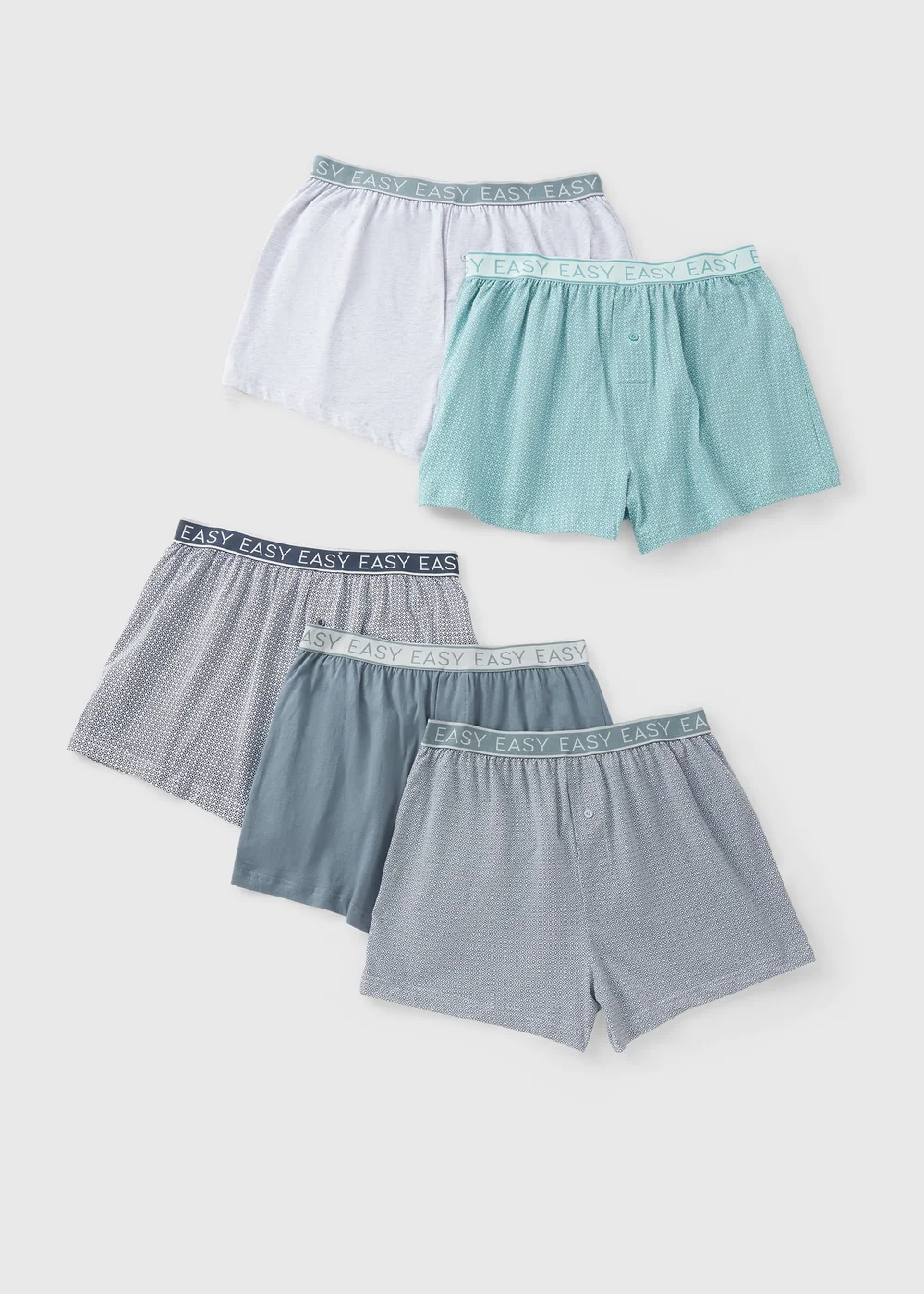 5 Pack Teal Loose Fit Circle Boxers - Small Image 1
