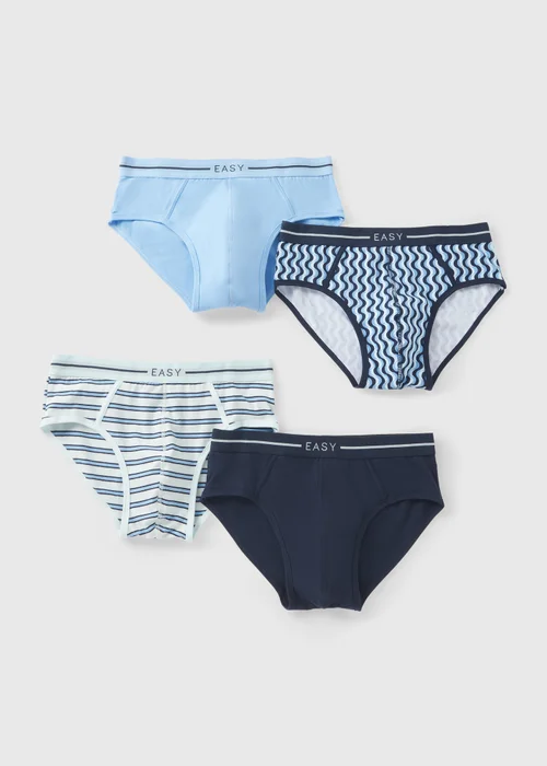 4 Pack Blue Squiggle Briefs - S Image 1