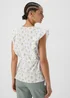White Floral Print Ruffled Sides Blouse Top - Size 8 Image 2