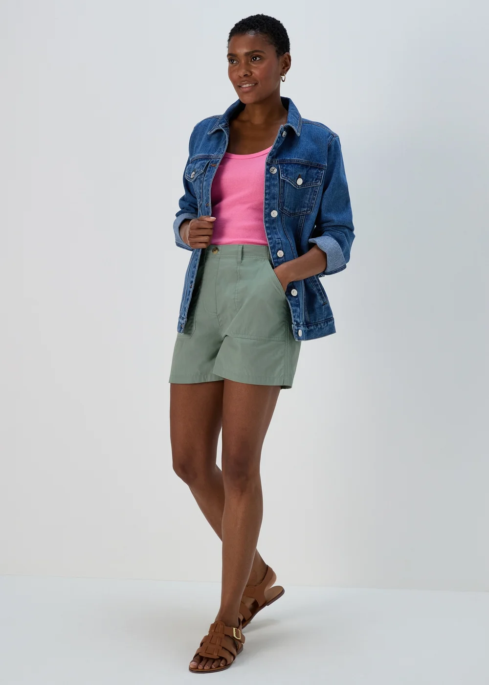 Green Poplin Shorts - 8 Image 4