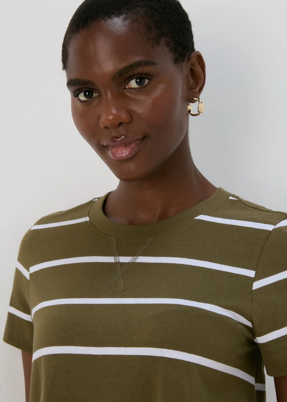 Khaki Stripe Jersey Mini T-Shirt Dress - 8 Image 3