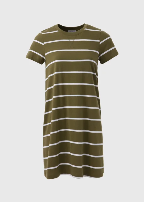 Khaki Stripe Jersey Mini T-Shirt Dress - 8 Image 5