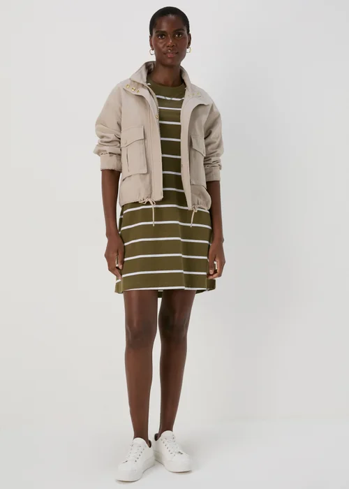 Khaki Stripe Jersey Mini T-Shirt Dress - 8 Image 4