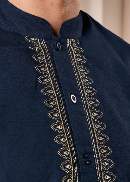 Navy Eid Kurta Shirt - S Image 5