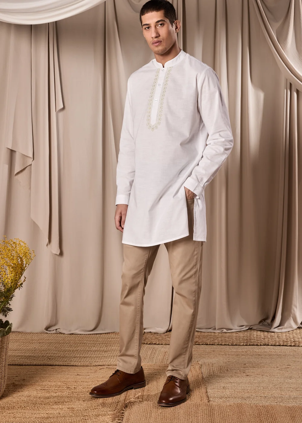 White Eid Kurta Shirt - S Image 1