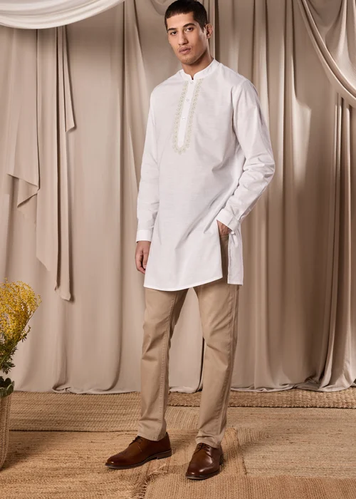 White Eid Kurta Shirt - S Image 1
