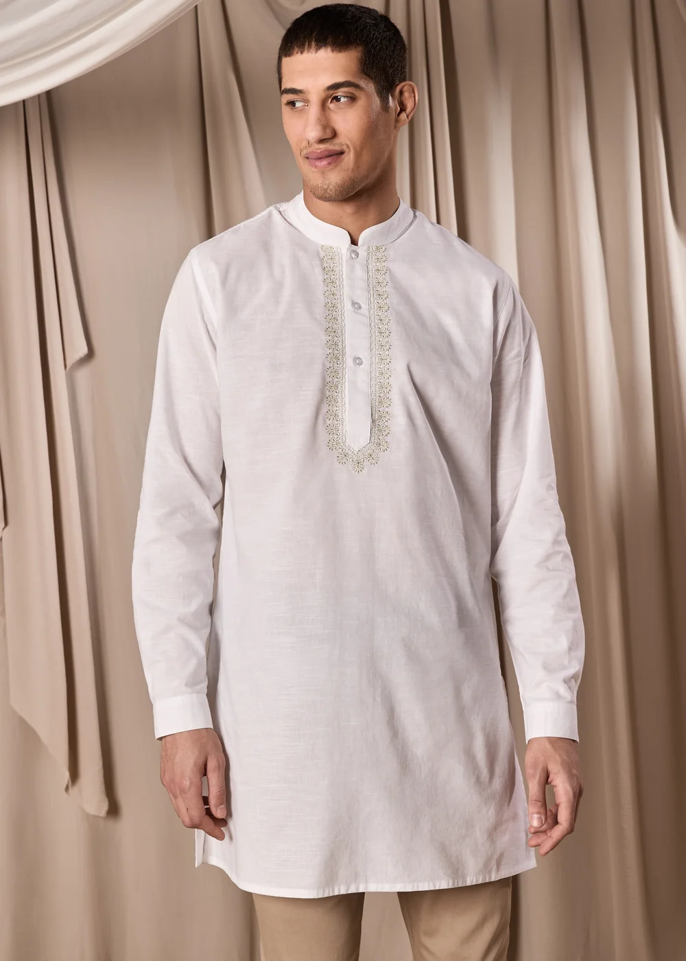 White Eid Kurta Shirt - S Image 4