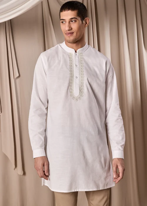 White Eid Kurta Shirt - S Image 4