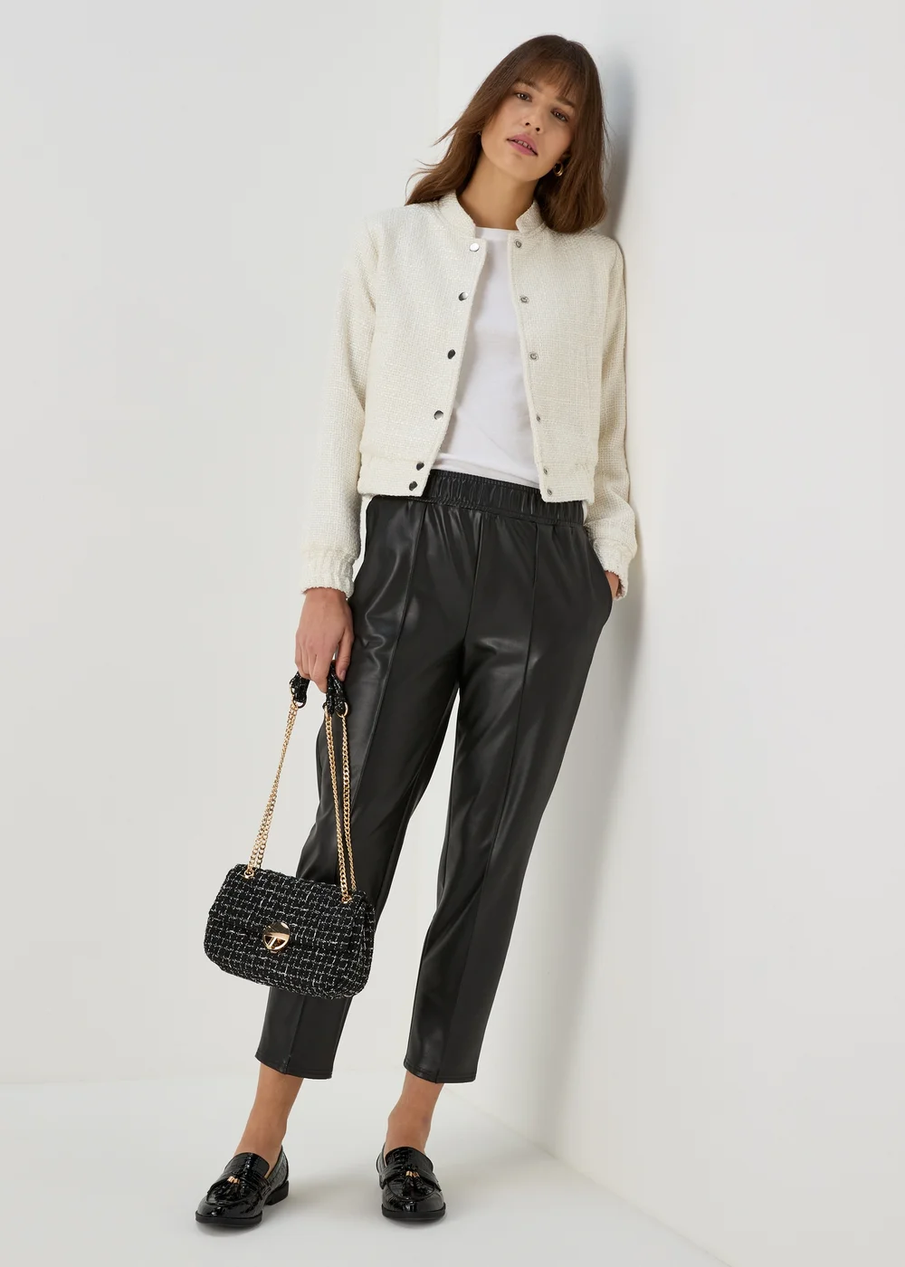 Ivory Boucle Bomber Jacket - 8 Image 4