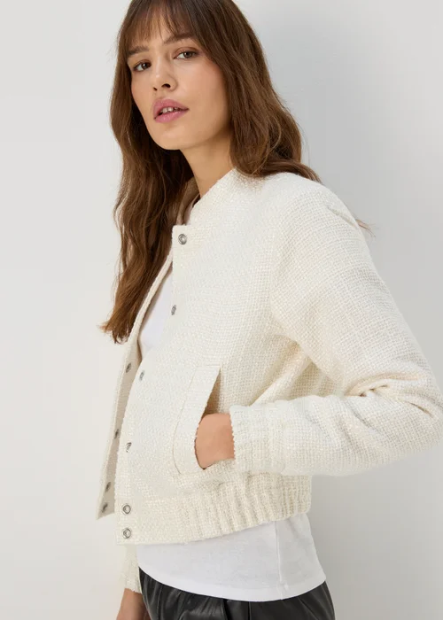 Ivory Boucle Bomber Jacket - 8 Image 3