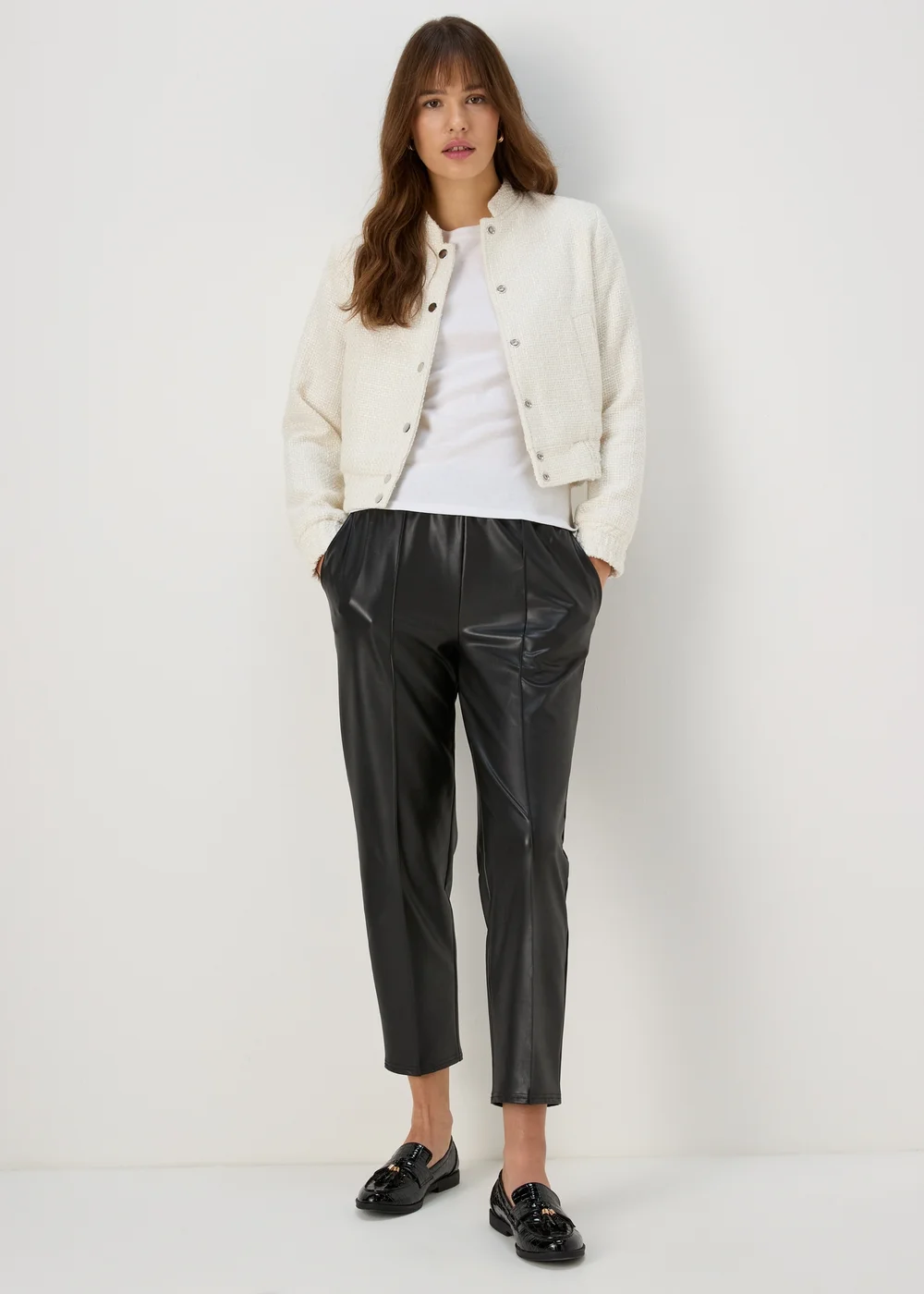 Ivory Boucle Bomber Jacket - 8 Image 1