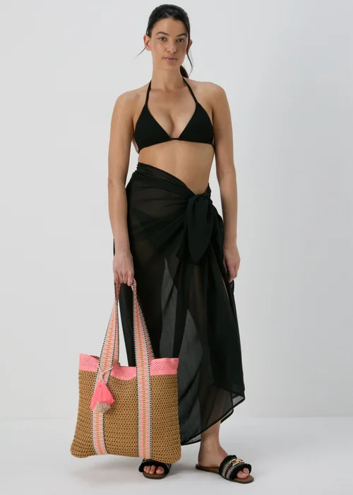 Natural Pink Straw Detail Bag - One Size Image 2