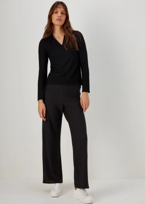 Black Textured Trousers - 8 Image 1