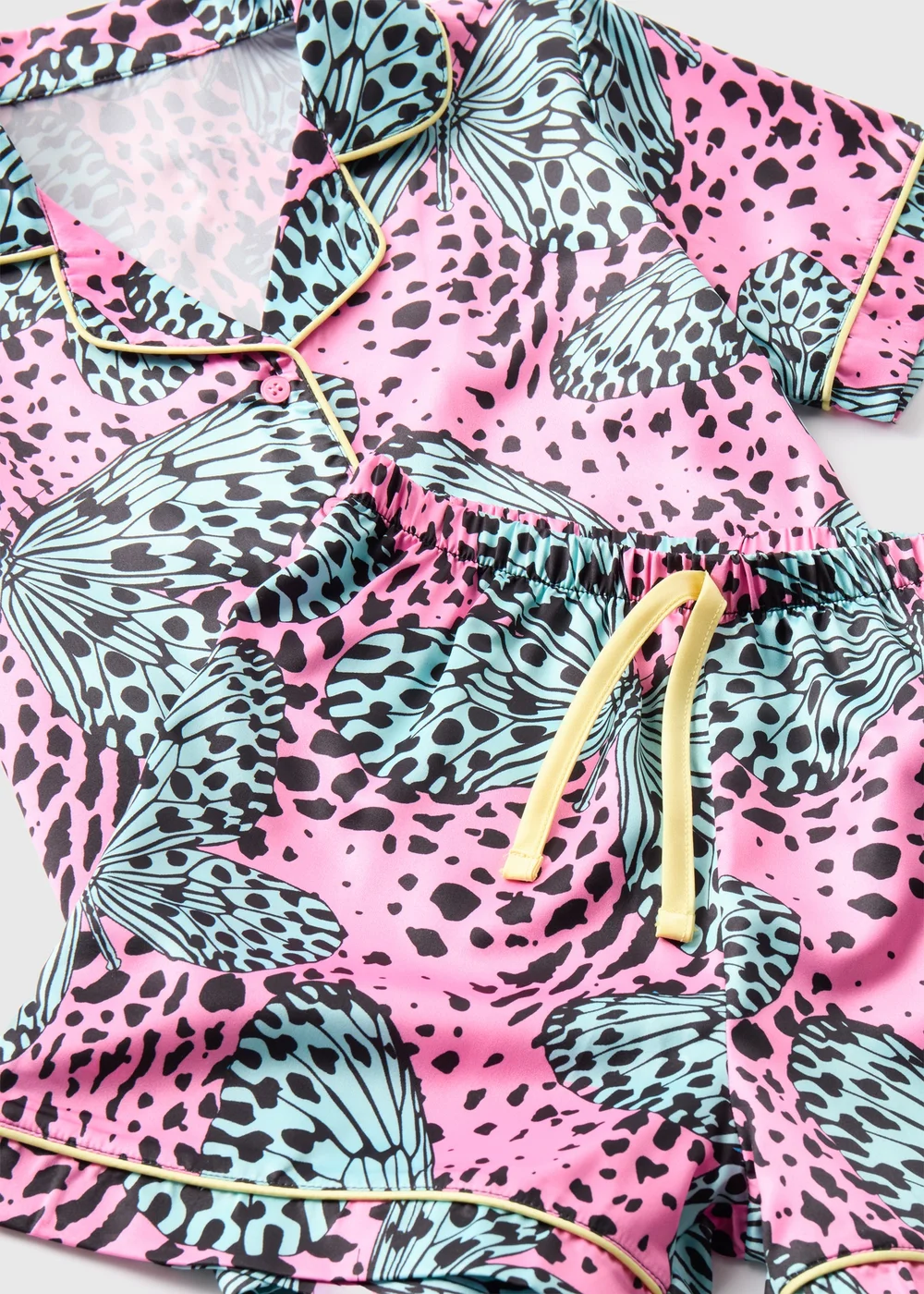 Girls Blue Butterfly Print Satin Pyjama Set (4-13yrs) - Age 4 Years Image 2