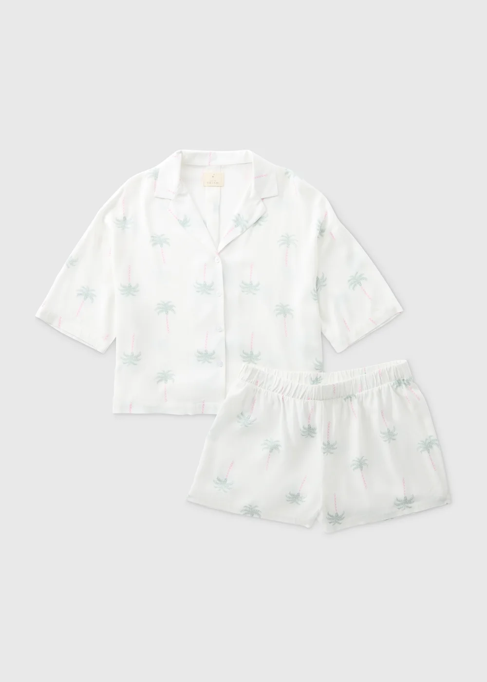 Cream Palm Print Viscose Pyjama Set - Size 8 Image 4