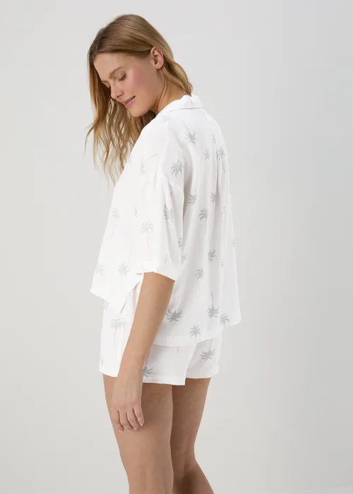 Cream Palm Print Viscose Pyjama Set - Size 8 Image 2