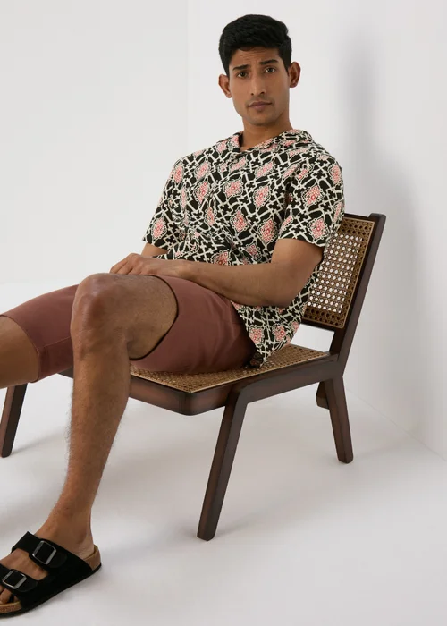 Black Aztec Print Textured Shirt - Small Image 4