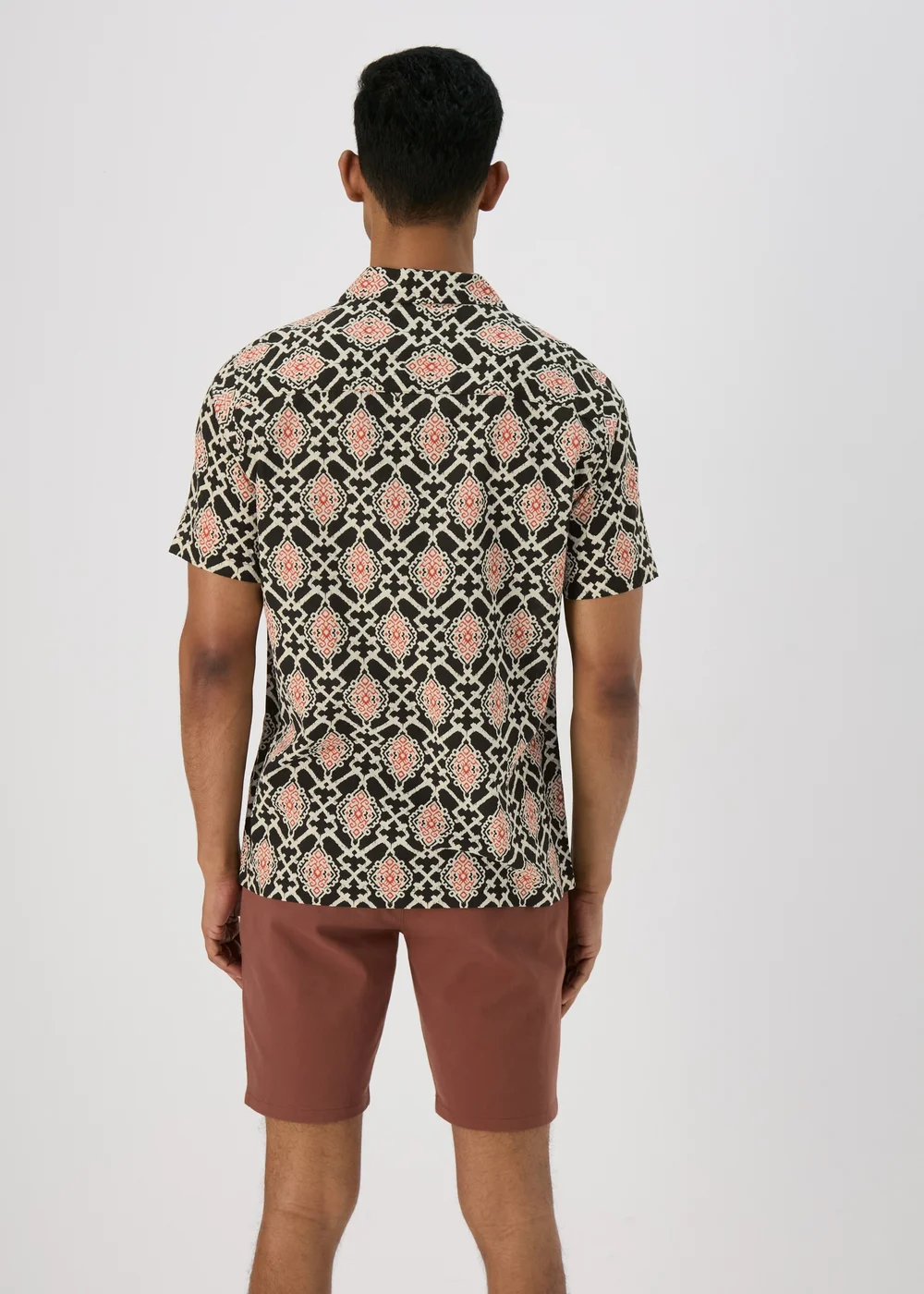 Black Aztec Print Textured Shirt - Small Image 2