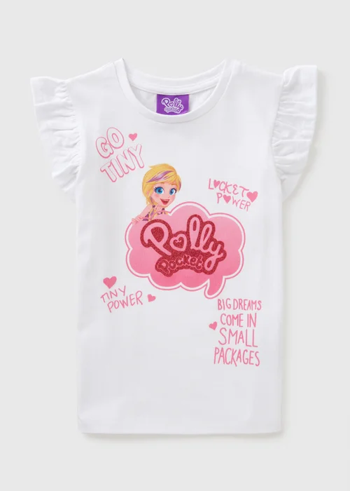 Girls White Polly Pocket T-Shirt (1-7yrs) - 1 to 1 half years Image 1