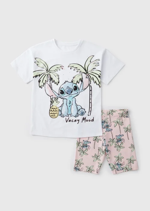 Disney Kids White Stitch T-Shirt & Shorts Set (4-12yrs) - 4 Yrs Image 1
