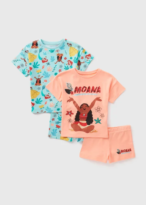 Disney 2 Pack Kids Orange Princess Pyjama Top & Short sets (1-7yrs) - 1 half year to 2 Image 1